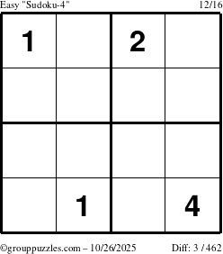 The grouppuzzles.com Easy Sudoku-4 puzzle for Sunday October 26, 2025