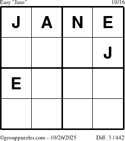 The grouppuzzles.com Easy Jane puzzle for Sunday October 26, 2025