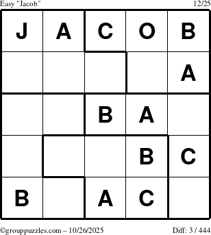 The grouppuzzles.com Easy Jacob puzzle for Sunday October 26, 2025