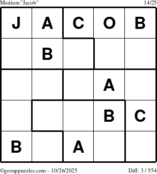 The grouppuzzles.com Medium Jacob puzzle for Sunday October 26, 2025