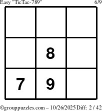 The grouppuzzles.com Easy TicTac-789 puzzle for Sunday October 26, 2025