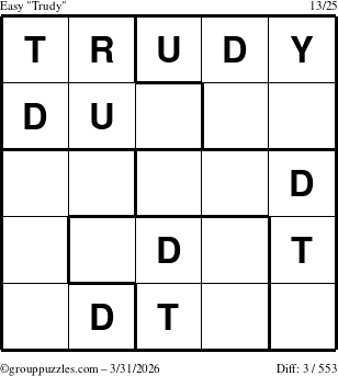 The grouppuzzles.com Easy Trudy puzzle for Tuesday March 31, 2026
