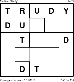 The grouppuzzles.com Medium Trudy puzzle for Tuesday March 31, 2026