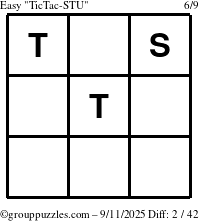 The grouppuzzles.com Easy TicTac-STU puzzle for Thursday September 11, 2025