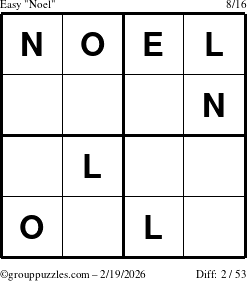 The grouppuzzles.com Easy Noel puzzle for Thursday February 19, 2026
