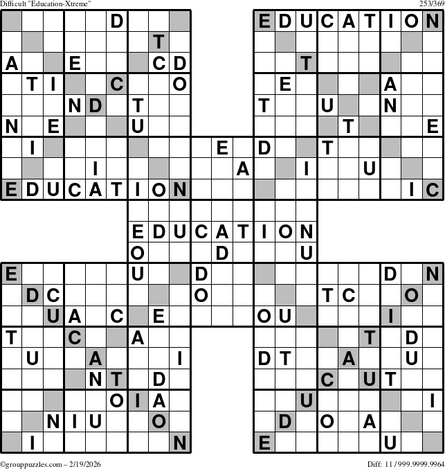 The grouppuzzles.com Difficult Education-Xtreme puzzle for Thursday February 19, 2026
