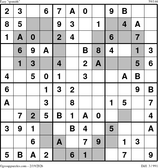 The grouppuzzles.com Easy tpsmith puzzle for Thursday February 19, 2026