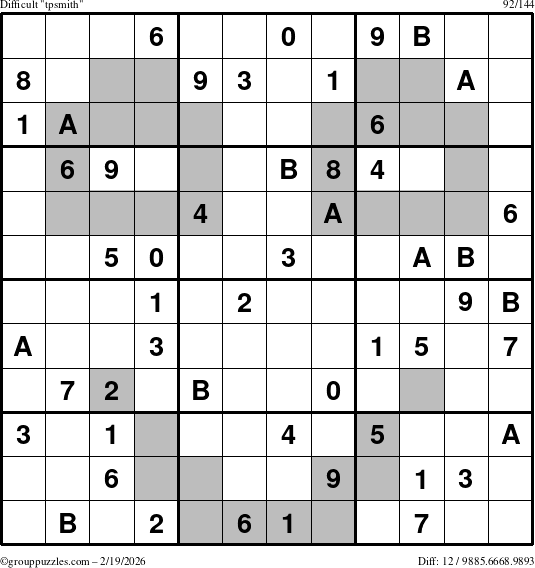 The grouppuzzles.com Difficult tpsmith puzzle for Thursday February 19, 2026