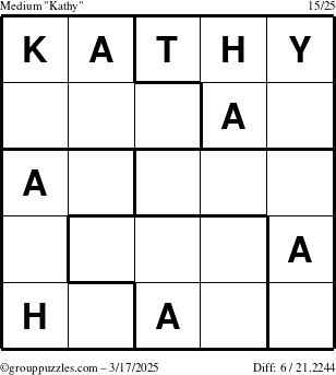 The grouppuzzles.com Medium Kathy puzzle for Monday March 17, 2025