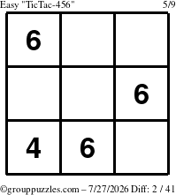 The grouppuzzles.com Easy TicTac-456 puzzle for Monday July 27, 2026