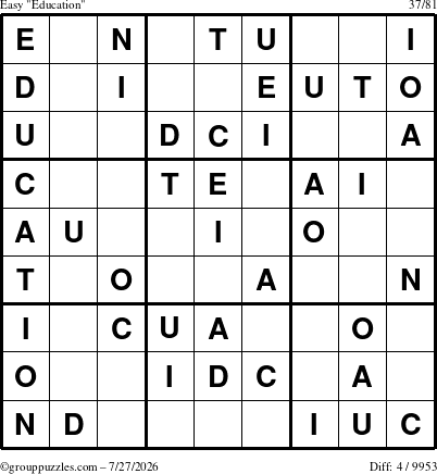 The grouppuzzles.com Easy Education-c1 puzzle for Monday July 27, 2026