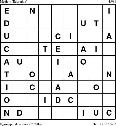 The grouppuzzles.com Medium Education-c1 puzzle for Monday July 27, 2026