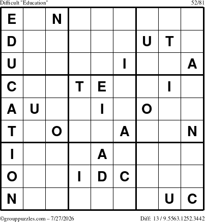 The grouppuzzles.com Difficult Education-c1 puzzle for Monday July 27, 2026