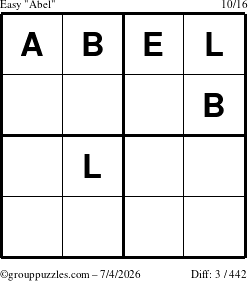 The grouppuzzles.com Easy Abel puzzle for Saturday July 4, 2026