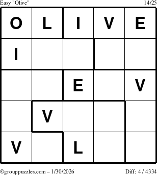 The grouppuzzles.com Easy Olive puzzle for Friday January 30, 2026