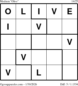 The grouppuzzles.com Medium Olive puzzle for Friday January 30, 2026