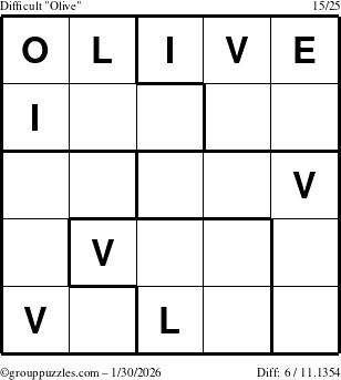 The grouppuzzles.com Difficult Olive puzzle for Friday January 30, 2026