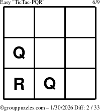 The grouppuzzles.com Easy TicTac-PQR puzzle for Friday January 30, 2026