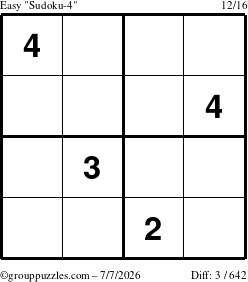 The grouppuzzles.com Easy Sudoku-4 puzzle for Tuesday July 7, 2026