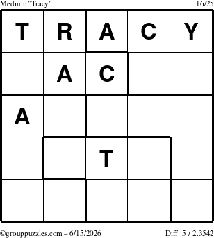 The grouppuzzles.com Medium Tracy puzzle for Monday June 15, 2026