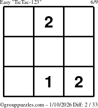 The grouppuzzles.com Easy TicTac-123 puzzle for Saturday January 10, 2026
