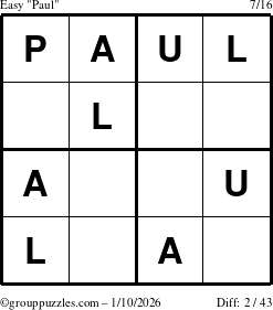 The grouppuzzles.com Easy Paul puzzle for Saturday January 10, 2026