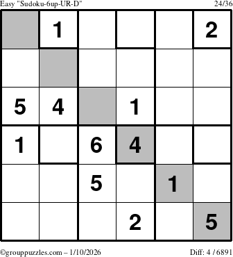 The grouppuzzles.com Easy Sudoku-6up-UR-D puzzle for Saturday January 10, 2026
