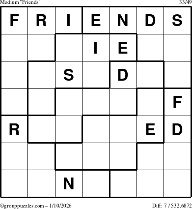 The grouppuzzles.com Medium Friends puzzle for Saturday January 10, 2026