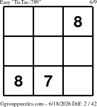 The grouppuzzles.com Easy TicTac-789 puzzle for Thursday June 18, 2026