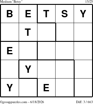 The grouppuzzles.com Medium Betsy puzzle for Thursday June 18, 2026