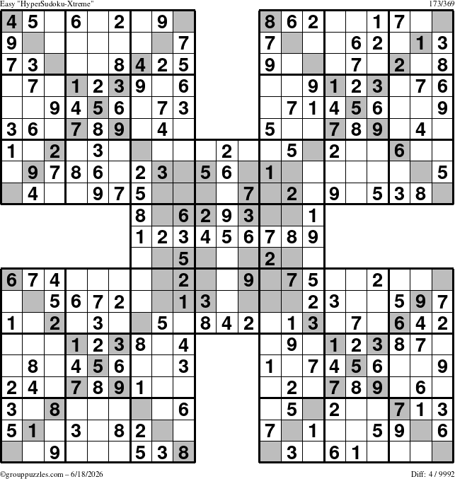 The grouppuzzles.com Easy cover-HyperXtreme puzzle for Thursday June 18, 2026