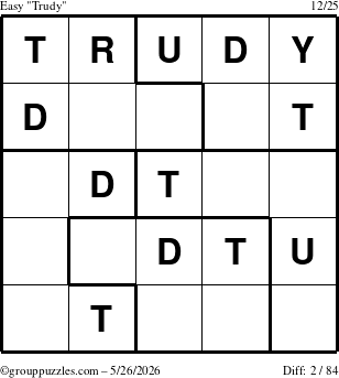 The grouppuzzles.com Easy Trudy puzzle for Tuesday May 26, 2026
