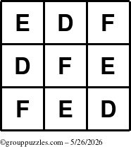 The grouppuzzles.com Answer grid for the TicTac-DEF puzzle for Tuesday May 26, 2026
