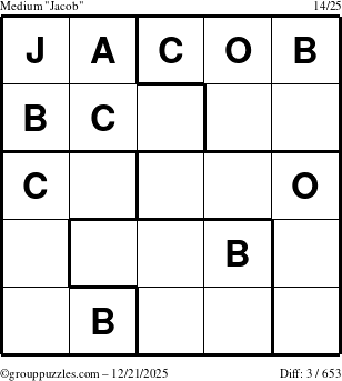 The grouppuzzles.com Medium Jacob puzzle for Sunday December 21, 2025