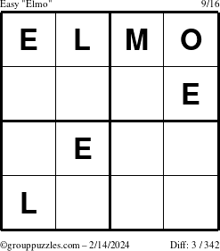 The grouppuzzles.com Easy Elmo puzzle for Wednesday February 14, 2024