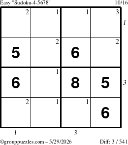 The grouppuzzles.com Easy Sudoku-4-5678 puzzle for Friday May 29, 2026 with all 3 steps marked