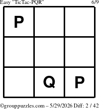 The grouppuzzles.com Easy TicTac-PQR puzzle for Friday May 29, 2026
