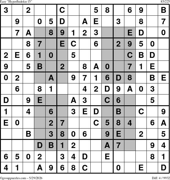 The grouppuzzles.com Easy HyperSudoku-15 puzzle for Friday May 29, 2026