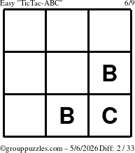 The grouppuzzles.com Easy TicTac-ABC puzzle for Wednesday May 6, 2026