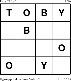 The grouppuzzles.com Easy Toby puzzle for Wednesday May 6, 2026