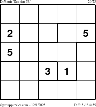 The grouppuzzles.com Difficult Sudoku-5B puzzle for Monday December 1, 2025
