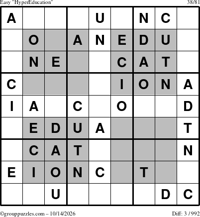 The grouppuzzles.com Easy HyperEducation-i23 puzzle for Wednesday October 14, 2026