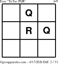 The grouppuzzles.com Easy TicTac-PQR puzzle for Friday April 17, 2026