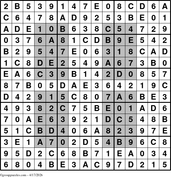 The grouppuzzles.com Answer grid for the HyperSudoku-15 puzzle for Friday April 17, 2026