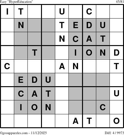 The grouppuzzles.com Easy HyperEducation-i23 puzzle for Wednesday November 12, 2025