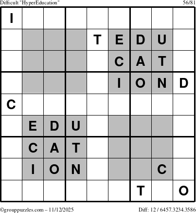 The grouppuzzles.com Difficult HyperEducation-i23 puzzle for Wednesday November 12, 2025