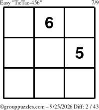 The grouppuzzles.com Easy TicTac-456 puzzle for Friday September 25, 2026
