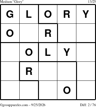 The grouppuzzles.com Medium Glory puzzle for Friday September 25, 2026