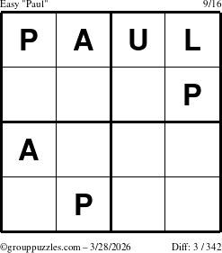 The grouppuzzles.com Easy Paul puzzle for Saturday March 28, 2026