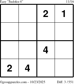 The grouppuzzles.com Easy Sudoku-4 puzzle for Thursday October 23, 2025